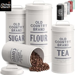 Barnyard Designs Canister Sets For Kitchen Counter – Coffee, Tea, Sugar & Flour