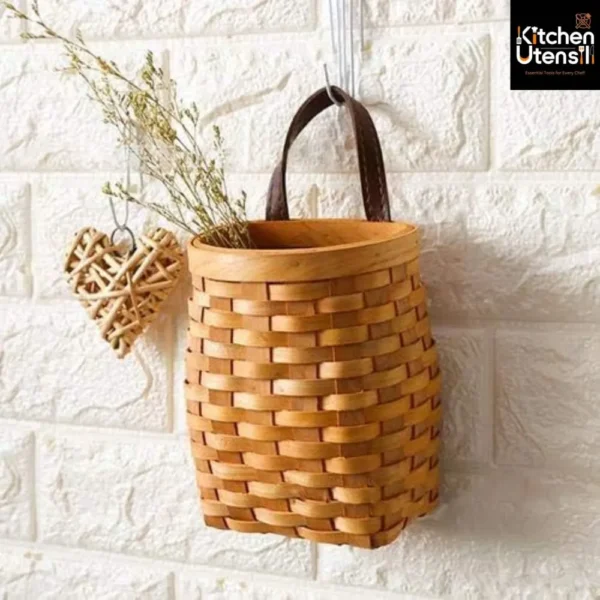 Hanging Wicker Basket - Rattan Storage For Fruit, Flowers, And Vegetables