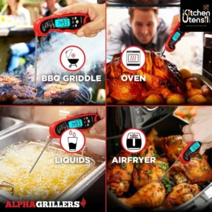 Alpha Grillers Instant Read Meat Thermometer for Oven, Air Fryer & BBQ