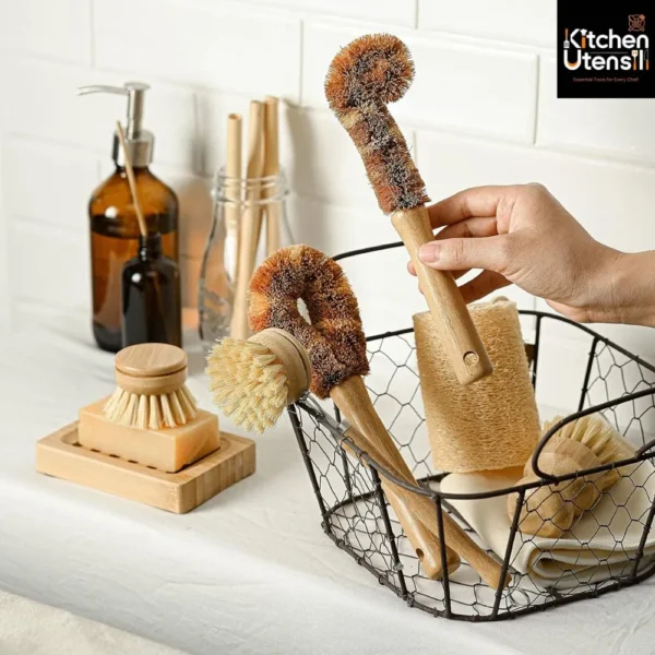 Eco Dish Brush Kitchen Cleaning Set with Jungle Culture Brushes