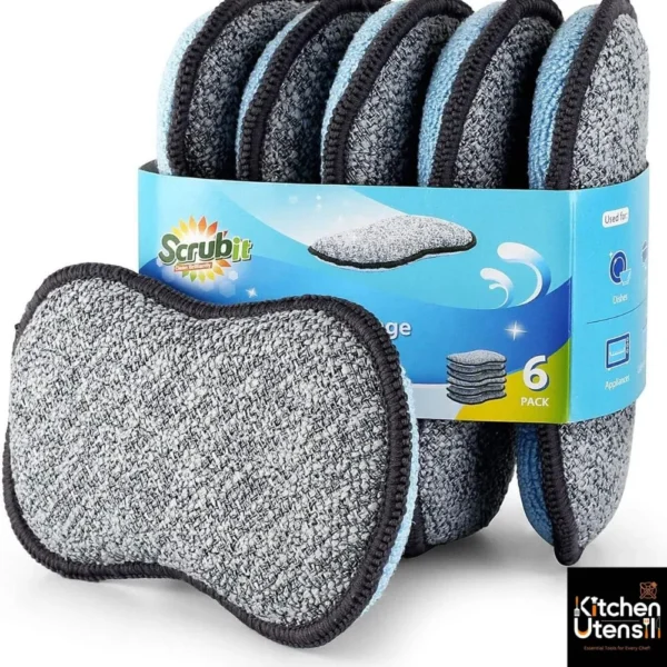 Reusable Dish Sponge for Dishes, Pots and Pans by Scrub-it - 6 Pack Small